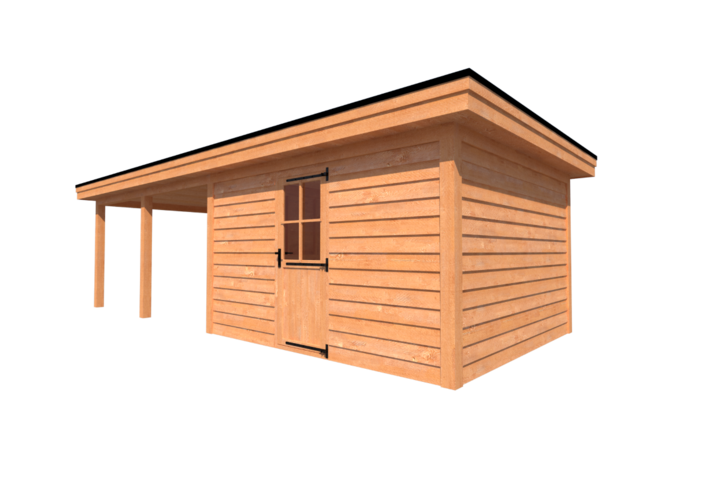 Tuinhuis met veranda plat dak 400 x 350 + 450cm