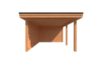 Tuinhuis met veranda plat dak 400 x 350 + 450cm