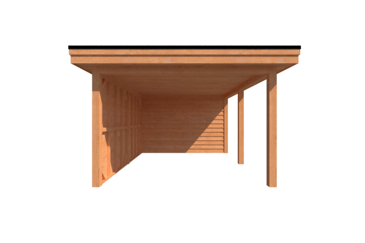 Tuinhuis met veranda plat dak 400 x 350 + 450cm