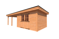 Tuinhuis met veranda plat dak 400 x 350 + 450cm