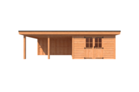 Tuinhuis met veranda plat dak 400 x 350 + 450cm