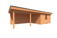 Tuinhuis met veranda plat dak 400 x 350 + 500cm Tuinhuis met veranda plat dak 400 x 350 + 500cm