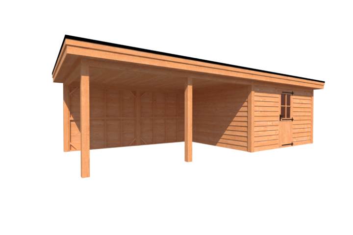 Tuinhuis met veranda plat dak 400 x 350 + 500cm Tuinhuis met veranda plat dak 400 x 350 + 500cm