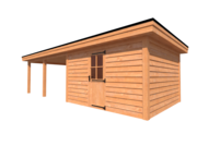 Tuinhuis met veranda plat dak 400 x 350 + 500cm Tuinhuis met veranda plat dak 400 x 350 + 500cm