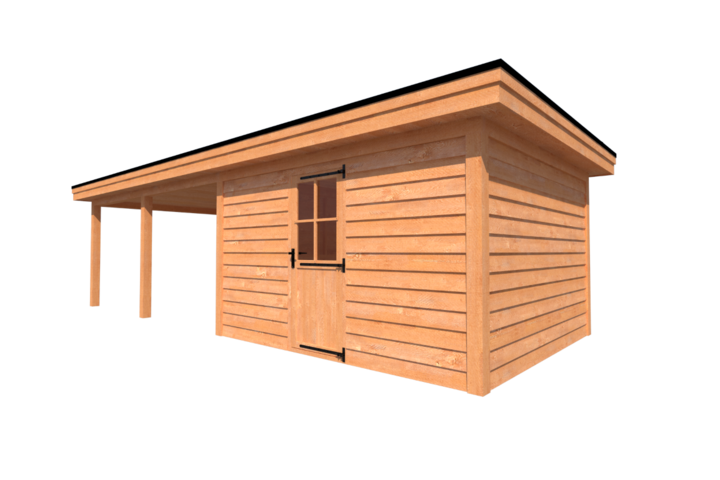 Tuinhuis met veranda plat dak 400 x 350 + 500cm Tuinhuis met veranda plat dak 400 x 350 + 500cm