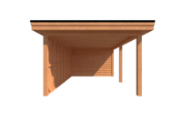 Tuinhuis met veranda plat dak 400 x 350 + 500cm