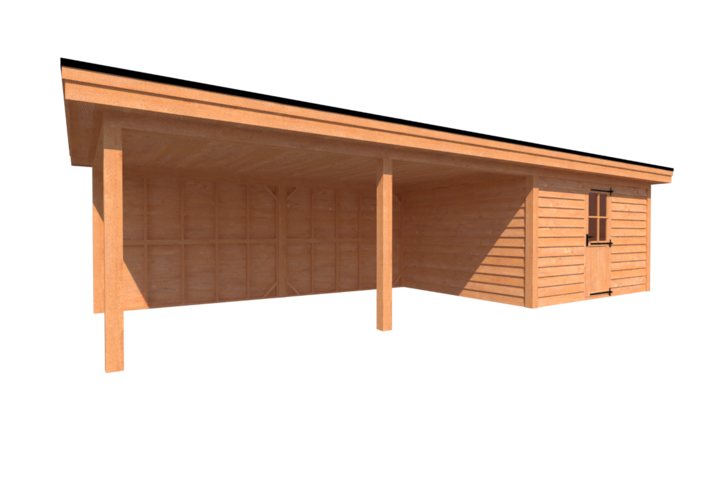 Tuinhuis met veranda plat dak 400 x 350 + 600cm Tuinhuis met veranda plat dak 400 x 350 + 600cm