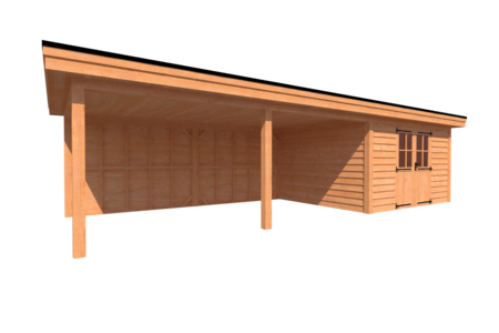 Tuinhuis met veranda plat dak 400 x 350 + 600cm Tuinhuis met veranda plat dak 400 x 350 + 600cm