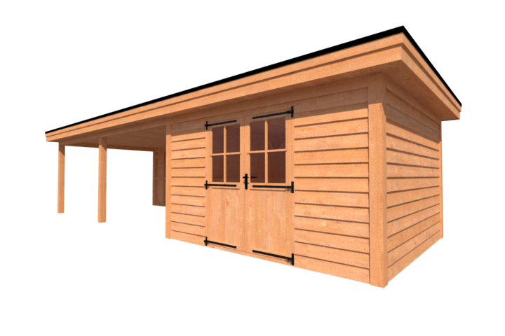 Tuinhuis met veranda plat dak 400 x 350 + 600cm Tuinhuis met veranda plat dak 400 x 350 + 600cm