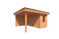 Tuinhuis met veranda plat dak 150 x 400 + 250cm Tuinhuis met veranda plat dak 150 x 400 + 250cm