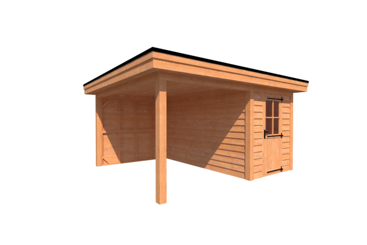 Tuinhuis met veranda plat dak 150 x 400 + 250cm Tuinhuis met veranda plat dak 150 x 400 + 250cm