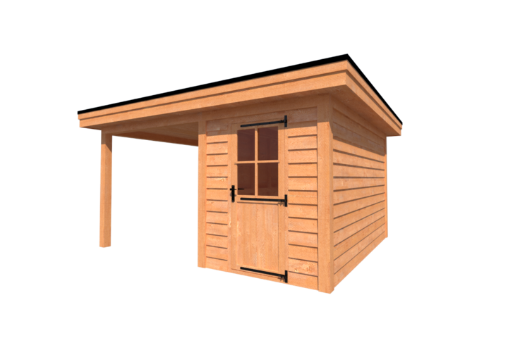 Tuinhuis met veranda plat dak 150 x 400 + 250cm Tuinhuis met veranda plat dak 150 x 400 + 250cm