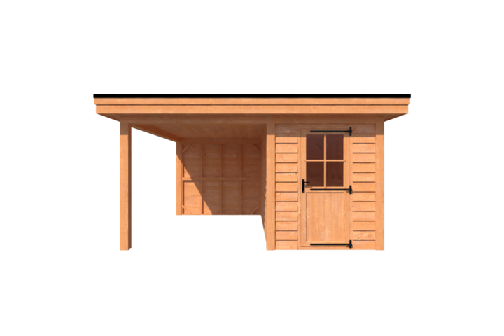 Tuinhuis met veranda plat dak 150 x 400 + 250cm Tuinhuis met veranda plat dak 150 x 400 + 250cm