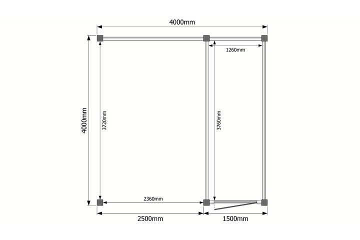Tuinhuis met veranda plat dak 150 x 400 + 250cm Tuinhuis met veranda plat dak 150 x 400 + 250cm