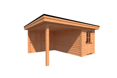 Tuinhuis met veranda plat dak 150 x 400 + 300cm Tuinhuis met veranda plat dak 150 x 400 + 300cm