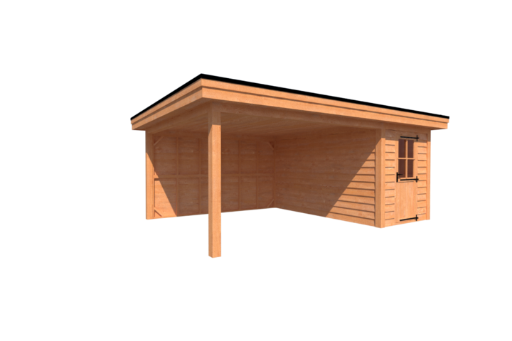 Tuinhuis met veranda plat dak 150 x 400 + 400cm Tuinhuis met veranda plat dak 150 x 400 + 400cm