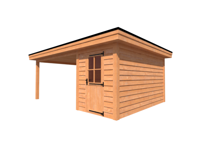 Tuinhuis met veranda plat dak 150 x 400 + 400cm Tuinhuis met veranda plat dak 150 x 400 + 400cm