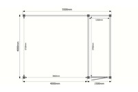Tuinhuis met veranda plat dak 150 x 400 + 400cm Tuinhuis met veranda plat dak 150 x 400 + 400cm