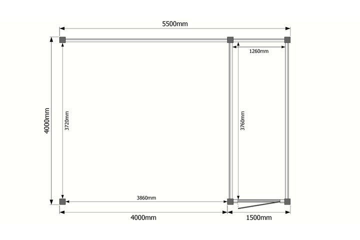 Tuinhuis met veranda plat dak 150 x 400 + 400cm Tuinhuis met veranda plat dak 150 x 400 + 400cm