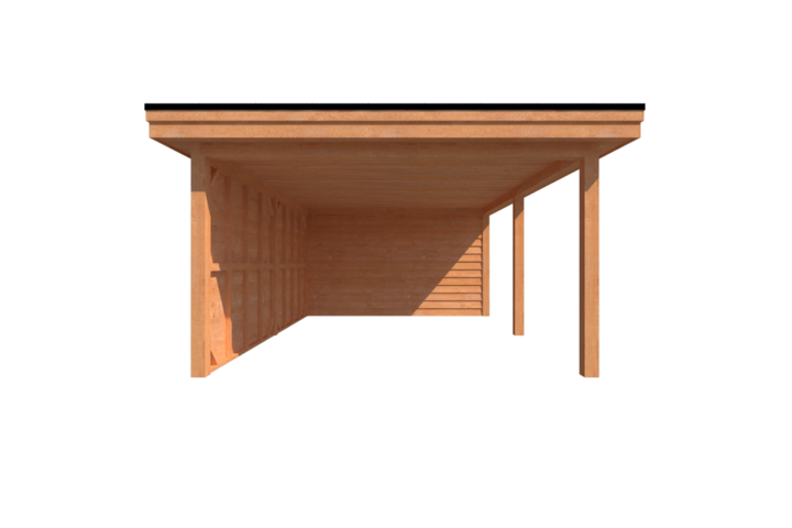 Tuinhuis met veranda plat dak 150 x 400 + 550cm Tuinhuis met veranda plat dak 150 x 400 + 550cm