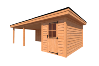 Tuinhuis met veranda plat dak 150 x 400 + 600cm