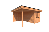 Tuinhuis met veranda plat dak 200 x 400 + 250cm Tuinhuis met veranda plat dak 200 x 400 + 250cm