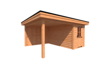 Tuinhuis met veranda plat dak 200 x 400 + 300cm Tuinhuis met veranda plat dak 200 x 400 + 300cm