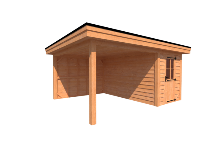 Tuinhuis met veranda plat dak 200 x 400 + 300cm Tuinhuis met veranda plat dak 200 x 400 + 300cm