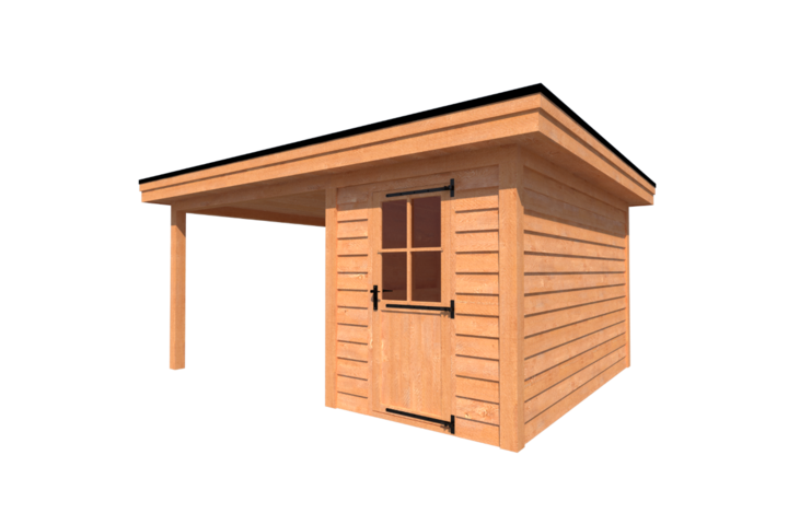 Tuinhuis met veranda plat dak 200 x 400 + 300cm Tuinhuis met veranda plat dak 200 x 400 + 300cm