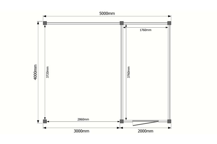 Tuinhuis met veranda plat dak 200 x 400 + 300cm Tuinhuis met veranda plat dak 200 x 400 + 300cm