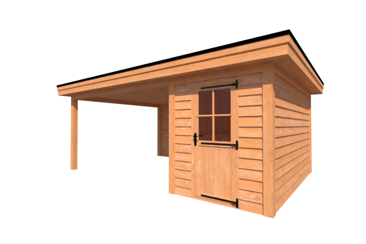 Tuinhuis met veranda plat dak 200 x 400 + 400cm Tuinhuis met veranda plat dak 200 x 400 + 400cm