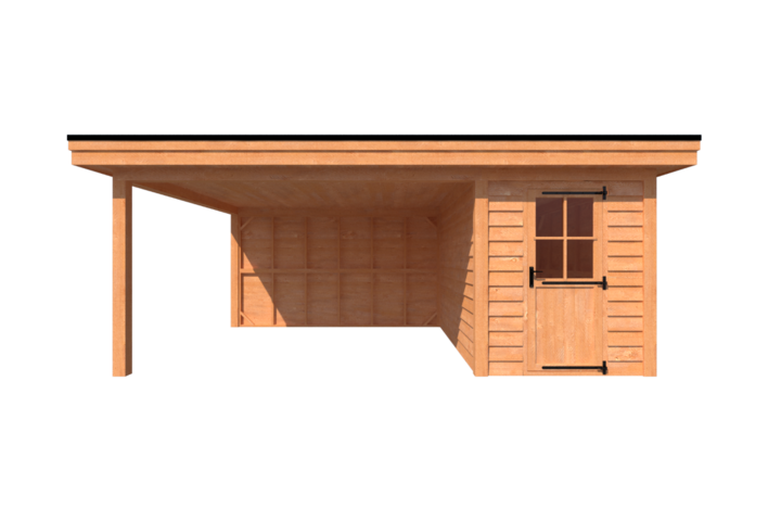 Tuinhuis met veranda plat dak 200 x 400 + 400cm Tuinhuis met veranda plat dak 200 x 400 + 400cm