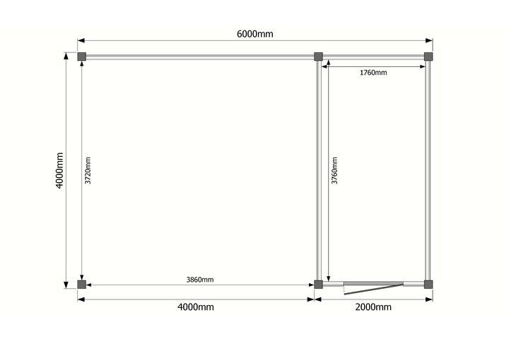 Tuinhuis met veranda plat dak 200 x 400 + 400cm Tuinhuis met veranda plat dak 200 x 400 + 400cm