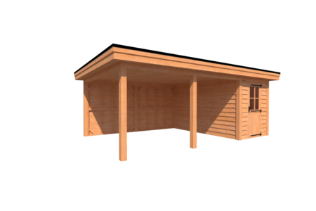 Tuinhuis met veranda plat dak 200 x 400 + 450cm Tuinhuis met veranda plat dak 200 x 400 + 450cm