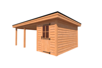 Tuinhuis met veranda plat dak 200 x 400 + 450cm Tuinhuis met veranda plat dak 200 x 400 + 450cm