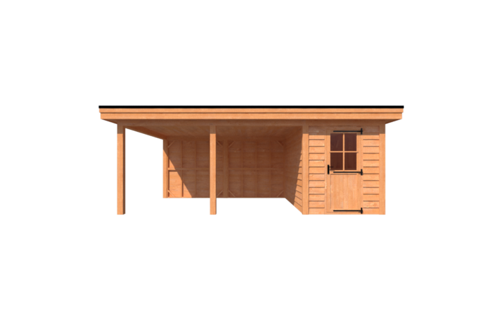 Tuinhuis met veranda plat dak 200 x 400 + 450cm Tuinhuis met veranda plat dak 200 x 400 + 450cm