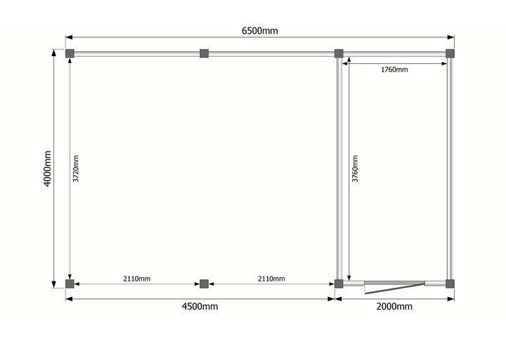 Tuinhuis met veranda plat dak 200 x 400 + 450cm Tuinhuis met veranda plat dak 200 x 400 + 450cm