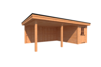 Tuinhuis met veranda plat dak 200 x 400 + 500cm