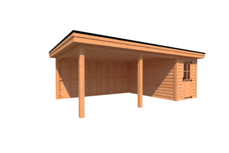 Tuinhuis met veranda plat dak 200 x 400 + 500cm Tuinhuis met veranda plat dak 200 x 400 + 500cm