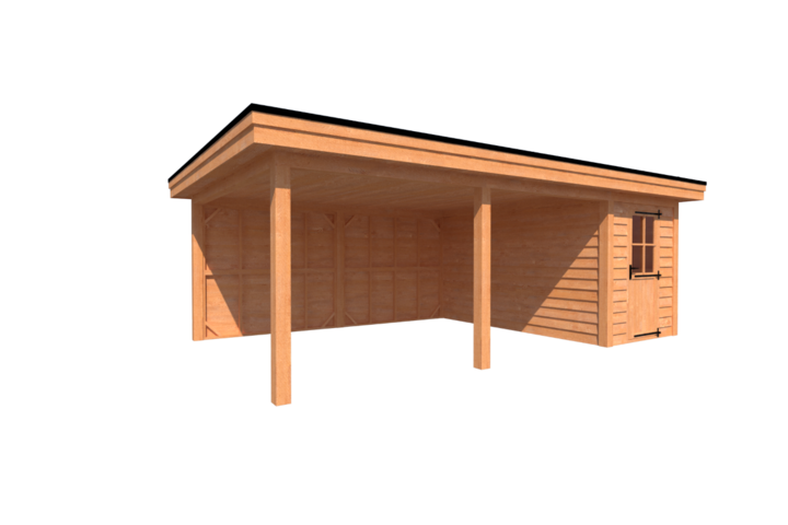 Tuinhuis met veranda plat dak 200 x 400 + 500cm