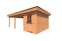 Tuinhuis met veranda plat dak 200 x 400 + 500cm