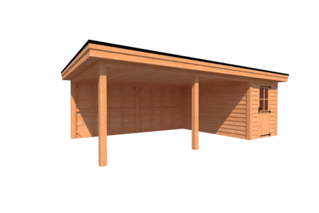 Tuinhuis met veranda plat dak 200 x 400 + 550cm Tuinhuis met veranda plat dak 200 x 400 + 550cm
