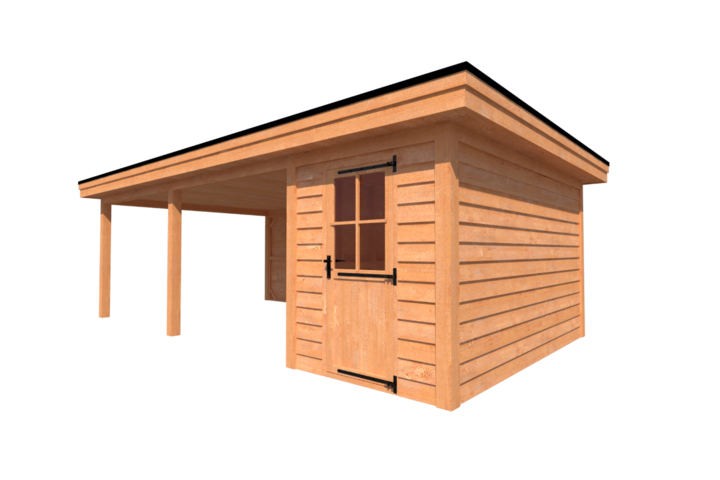 Tuinhuis met veranda plat dak 200 x 400 + 550cm Tuinhuis met veranda plat dak 200 x 400 + 550cm