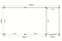 Tuinhuis met veranda plat dak 200 x 400 + 600cm Tuinhuis met veranda plat dak 200 x 400 + 600cm