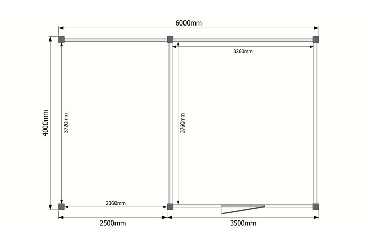 Tuinhuis met veranda plat dak 350 x 400 + 250cm Tuinhuis met veranda plat dak 350 x 400 + 250cm