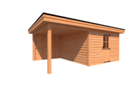 Tuinhuis met veranda plat dak 350 x 400 + 250cm Tuinhuis met veranda plat dak 350 x 400 + 250cm