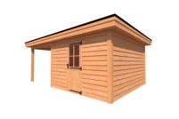 Tuinhuis met veranda plat dak 350 x 400 + 250cm Tuinhuis met veranda plat dak 350 x 400 + 250cm