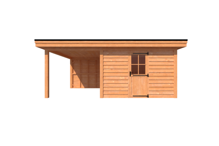 Tuinhuis met veranda plat dak 350 x 400 + 250cm Tuinhuis met veranda plat dak 350 x 400 + 250cm