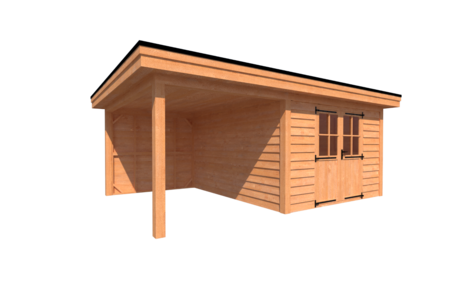 Tuinhuis met veranda plat dak 350 x 400 + 250cm Tuinhuis met veranda plat dak 350 x 400 + 250cm