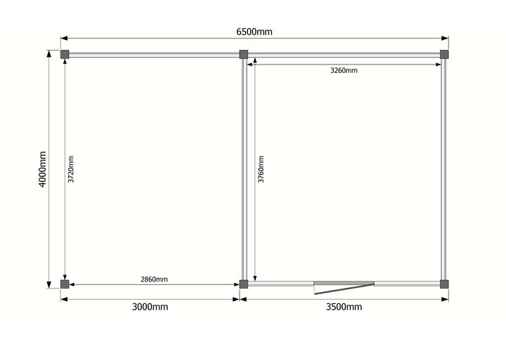 Tuinhuis met veranda plat dak 350 x 400 + 300cm Tuinhuis met veranda plat dak 350 x 400 + 300cm